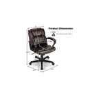 GIANTEX Leather Executive Chair, Ergonomic Mid Back Computer Desk Chair with 4" Thickened Cushion, Soft Padded Armrests, Height Adjustable Modern Swivel Task Chair for Home Office Study, Brown