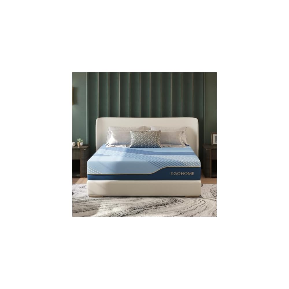 EGOHOME Queen Mattress, 14 Inch Hybrid Gel Memory Foam, Medium Plush