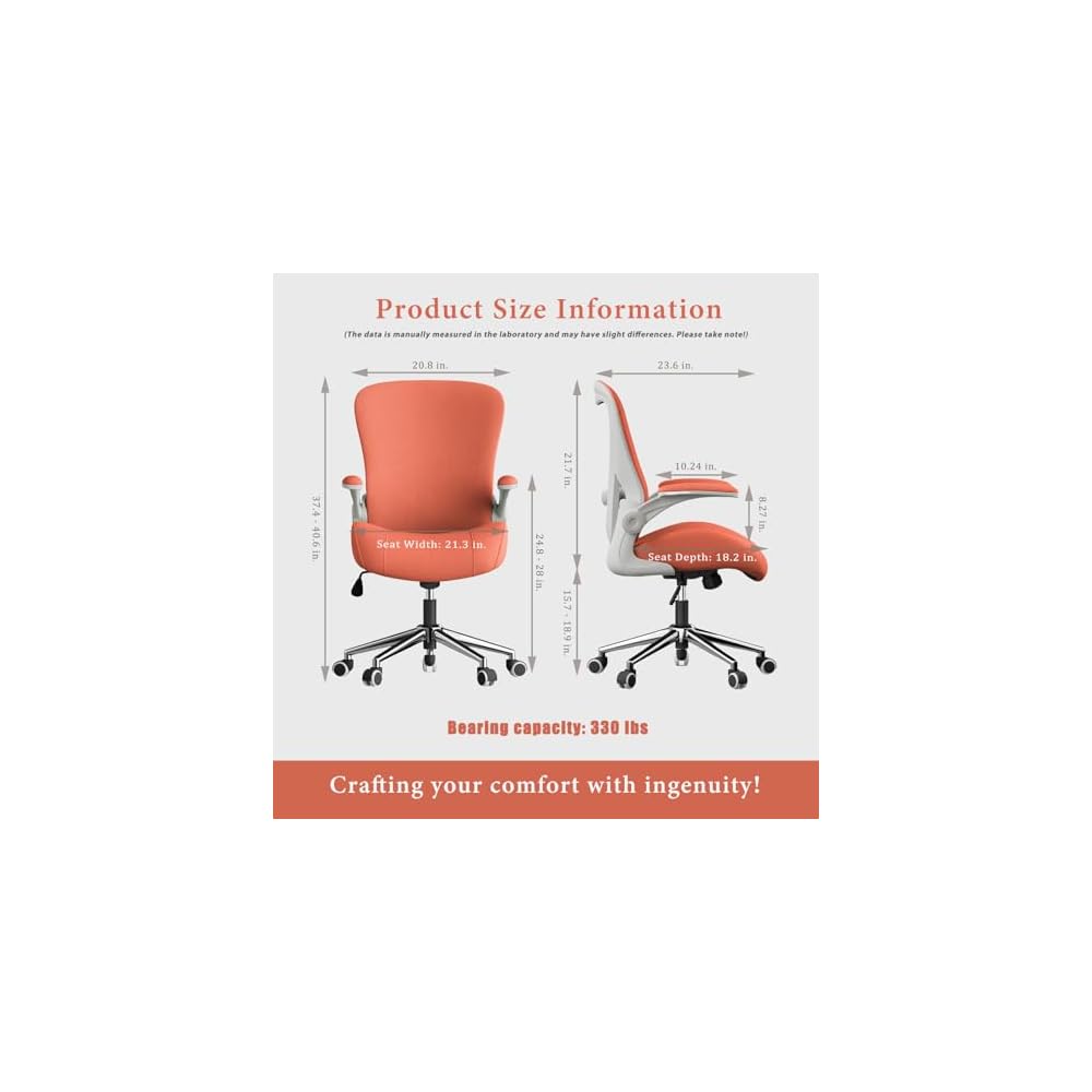 Kahki Ergonomic Office Desk Chair, Soft Fabric Thickened Curved seat Cushion with Adjustable Lumbar Support, Perfect Blend of Comfort and Good Looks, Ideal Chair for Home or Office, Khaki