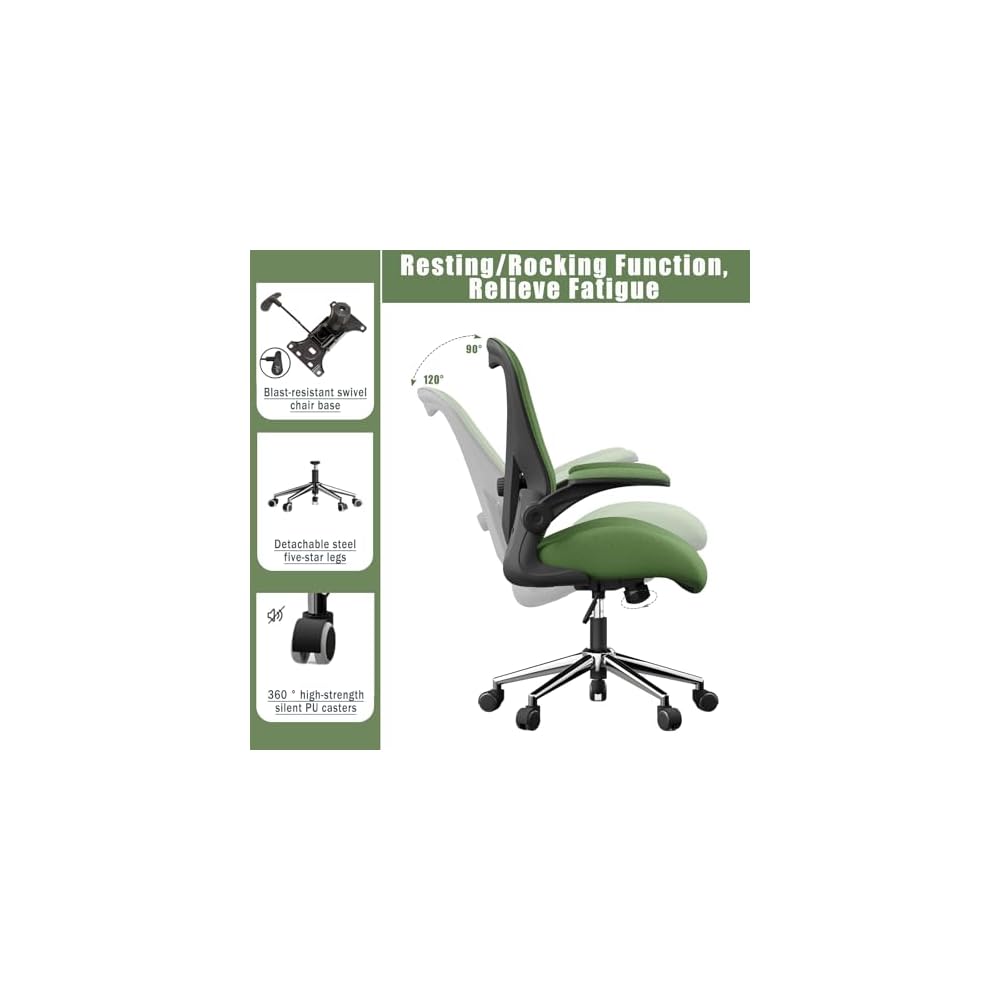 Kahki Ergonomic Office Desk Chair, Soft Fabric Thickened Curved seat Cushion with Adjustable Lumbar Support, Perfect Blend of Comfort and Good Looks, Ideal Chair for Home or Office, Khaki