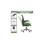 Kahki Ergonomic Office Desk Chair, Soft Fabric Thickened Curved seat Cushion with Adjustable Lumbar Support, Perfect Blend of Comfort and Good Looks, Ideal Chair for Home or Office, Khaki