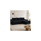 HOME IDOL Boneless Cloud L-Shaped Sectional Couch, Corduroy Right Black