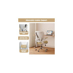 Kahki Ergonomic Office Desk Chair, Soft Fabric Thickened Curved seat Cushion with Adjustable Lumbar Support, Perfect Blend of Comfort and Good Looks, Ideal Chair for Home or Office, Khaki