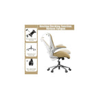 Kahki Ergonomic Office Desk Chair, Soft Fabric Thickened Curved seat Cushion with Adjustable Lumbar Support, Perfect Blend of Comfort and Good Looks, Ideal Chair for Home or Office, Khaki
