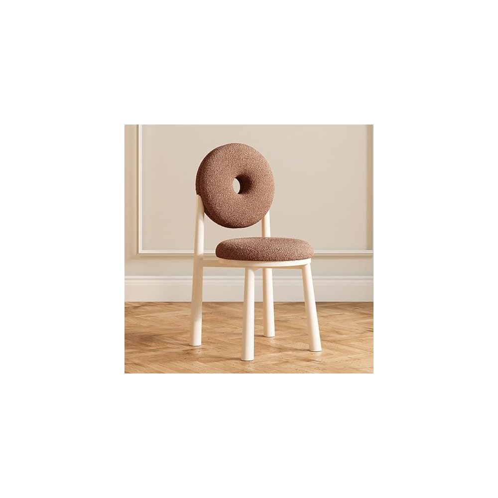 Modern Accent Office Chair - Vanity Chair Lambswools Living Room Chair Dining Chairs Midcentury with Backrest - for Living Room Bedroom Office Dining (Color : Brown, Size : Wood gr