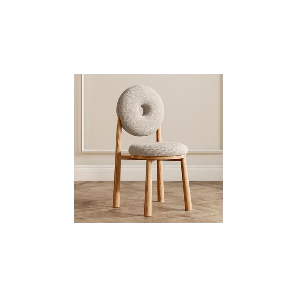 Modern Accent Office Chair - Vanity Chair Lambswools Living Room Chair Dining Chairs Midcentury with Backrest - for Living Room Bedroom Office Dining (Color : Brown, Size : Wood gr