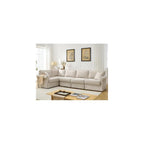 KEIKI 94" L-Shaped Oversized Modular Linen Sectional Sofa with Rolled Arms, Cushion Back, Modern Style Convertible 5-Seater Corner Couch, Easy Assembly, for Apartment, Living Room, Bedroom, Beige