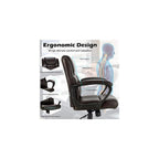 GIANTEX Leather Executive Chair, Ergonomic Mid Back Computer Desk Chair with 4" Thickened Cushion, Soft Padded Armrests, Height Adjustable Modern Swivel Task Chair for Home Office Study, Brown