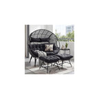 RADIATA Double Egg Chair with Ottoman, 2 Person Outdoor Wicker Loveseat