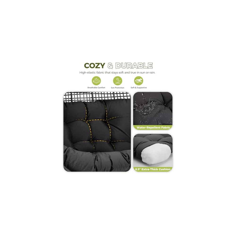 RADIATA Double Egg Chair with Ottoman, 2 Person Outdoor Wicker Loveseat
