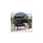 RADIATA Double Egg Chair with Ottoman, 2 Person Outdoor Wicker Loveseat