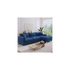 Modular Sectional Sofa, 114.5" Convertible L Shaped Couch with Corduroy Fabric, 3 Seater Corner Sleeper Sofa with Chaise, Storage Armrests & 2 Pillows, Modern Comfy Upholstered Couches for Living Room