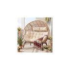 RADIATA Double Egg Chair with Ottoman, 2 Person Outdoor Wicker Loveseat