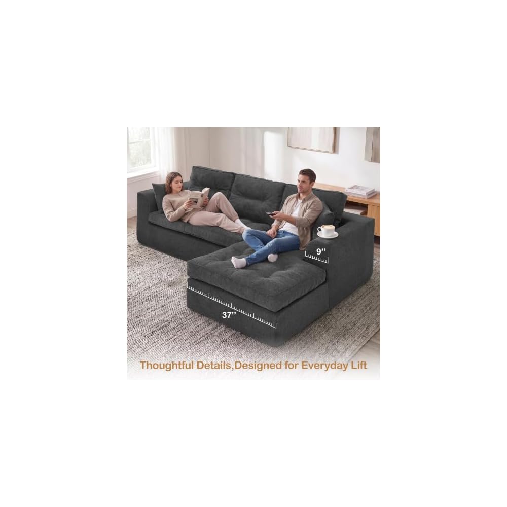 Cloud Boneless Sectional Couches for Living Room,L Shaped,Memory Foam,105"
