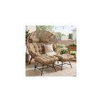 RADIATA Double Egg Chair with Ottoman, 2 Person Outdoor Wicker Loveseat