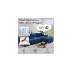 Modular Sectional Sofa, 114.5" Convertible L Shaped Couch with Corduroy Fabric, 3 Seater Corner Sleeper Sofa with Chaise, Storage Armrests & 2 Pillows, Modern Comfy Upholstered Couches for Living Room
