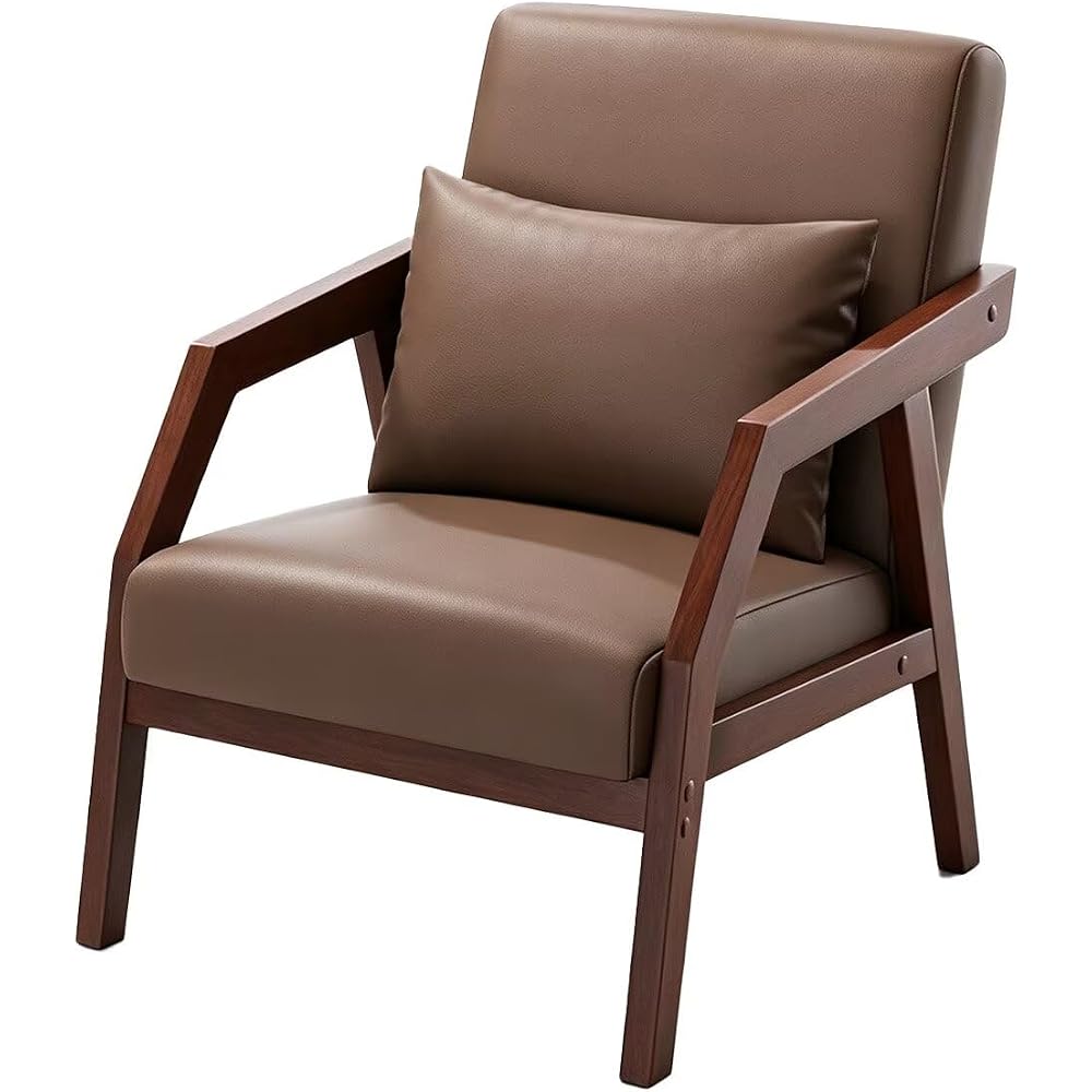 Pu Leather Accent Chair Luxury Cigar Chair with Pillow Sofa Chair