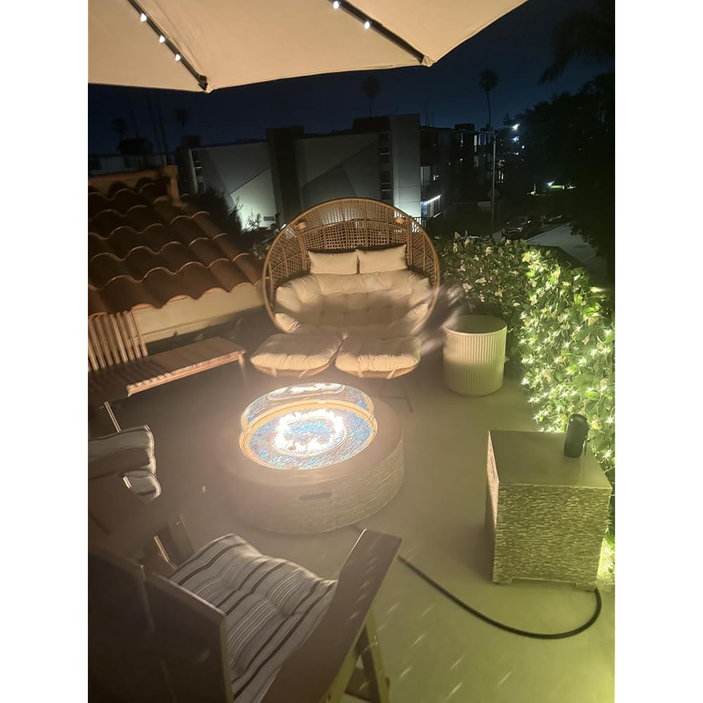 RADIATA Double Egg Chair with Ottoman, 2 Person Outdoor Wicker Loveseat