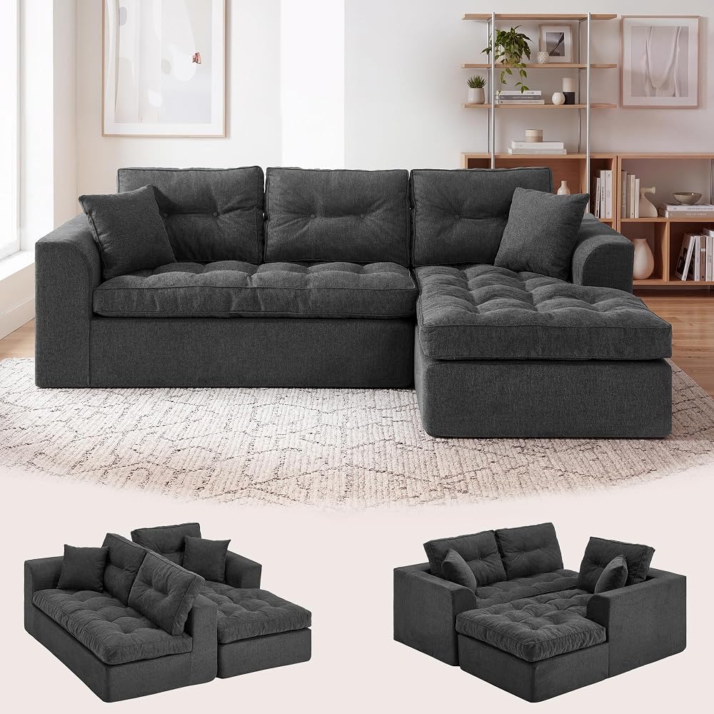 Cloud Boneless Sectional Couches for Living Room,L Shaped,Memory Foam,105"